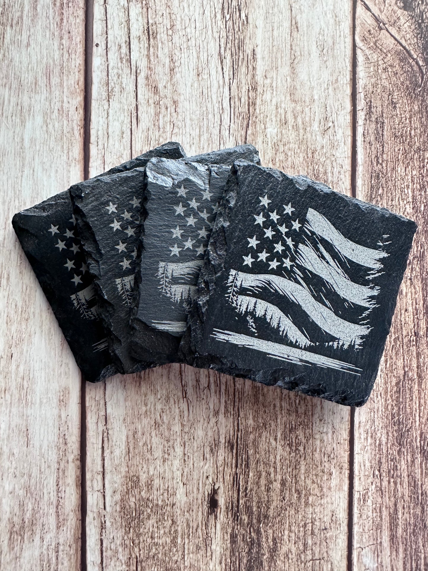 Forest Flag Slate Coaster Set