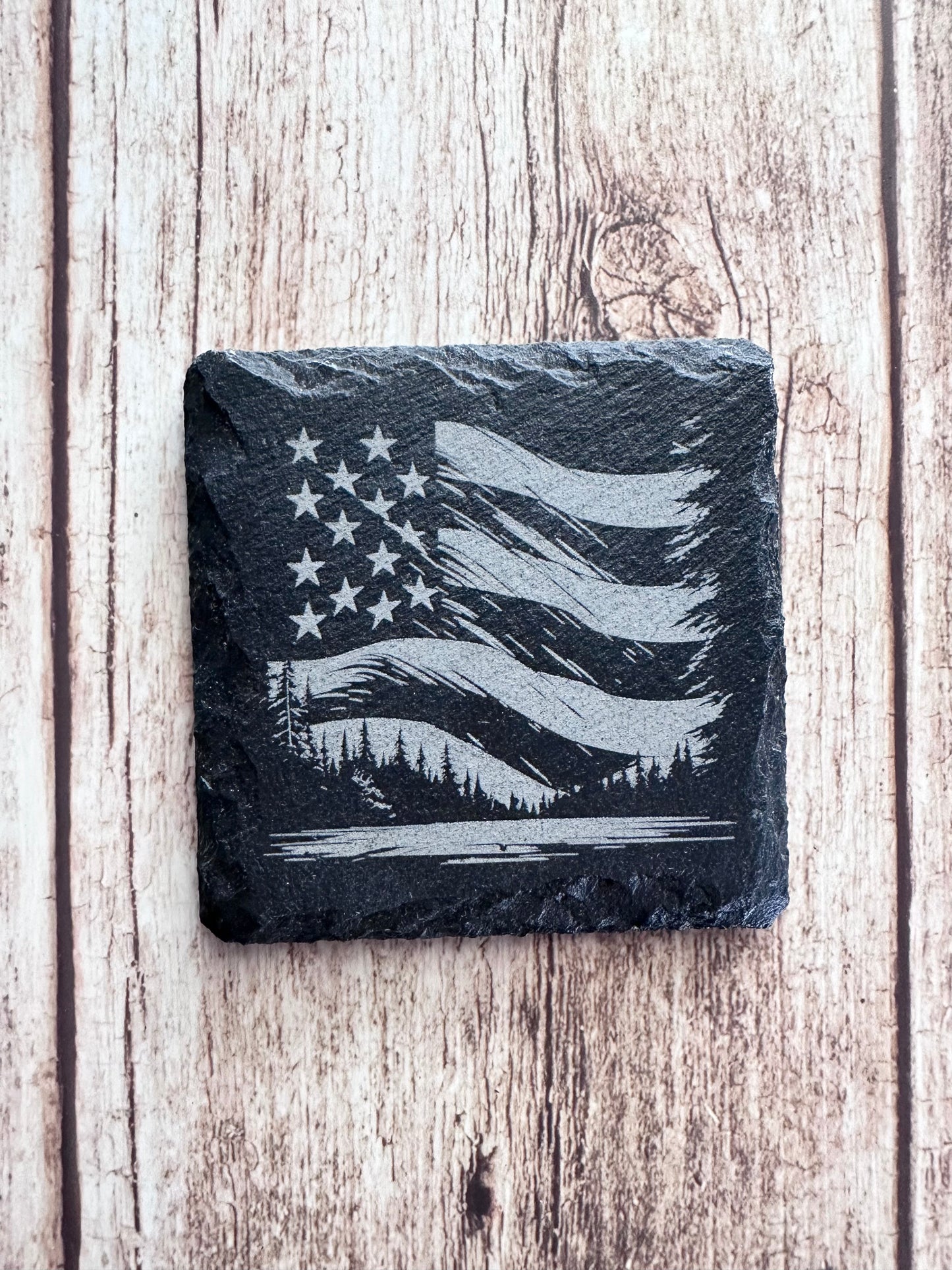 Forest Flag Slate Coaster Set