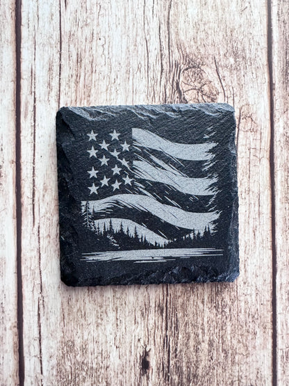 Forest Flag Slate Coaster Set