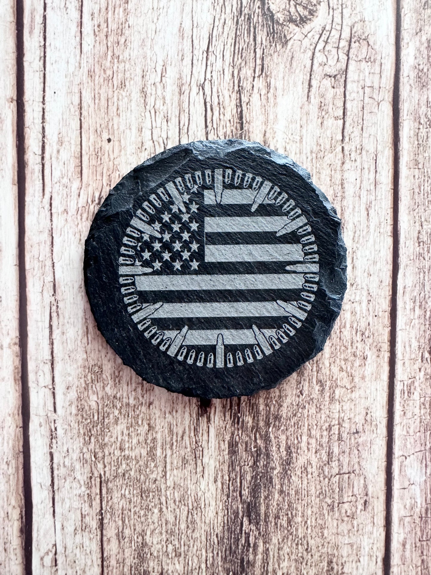 Flag and Bullets Slate Coaster Set