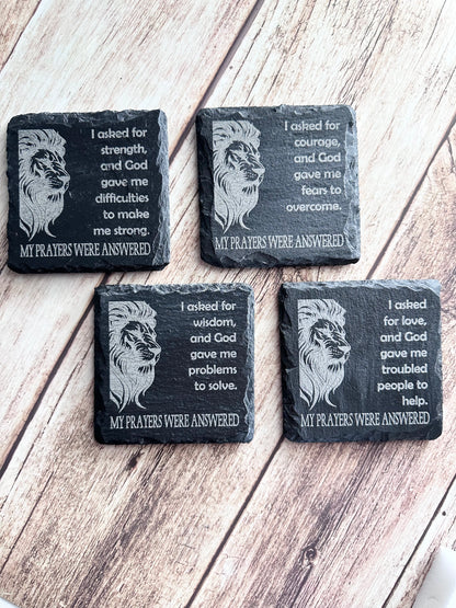 Prayers Answered Slate Coaster Set